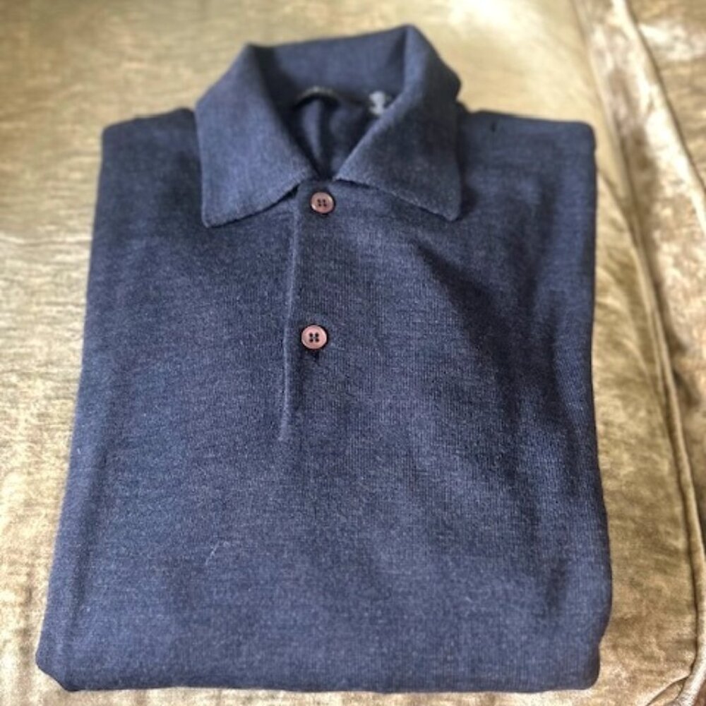 Men's Polo-Style Barneys NY Heather Grey Sweater/Top.  XL